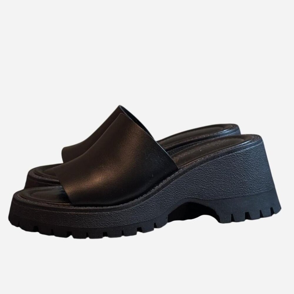 Free People Black Chunky Slide Sandals